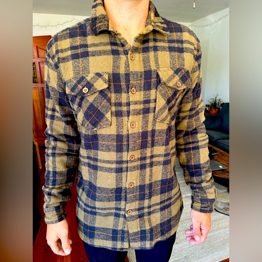 Captain Fin lined Flannel, green and brown